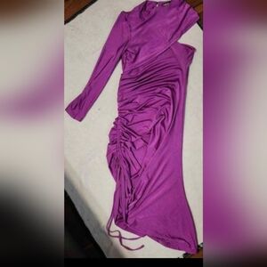 Womens Sz Lg ChicMe Very Gently Worn Purple Bodycon One Sleeved Maxi Dress